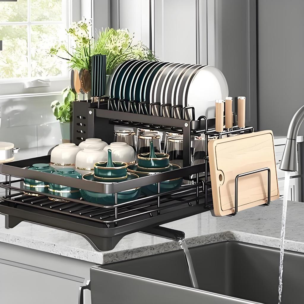 Escorredor de Louças Rack Aço Carbono Organizador Preto