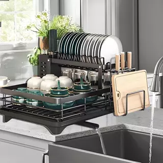 Escorredor de Louças Rack Aço Carbono Organizador Preto