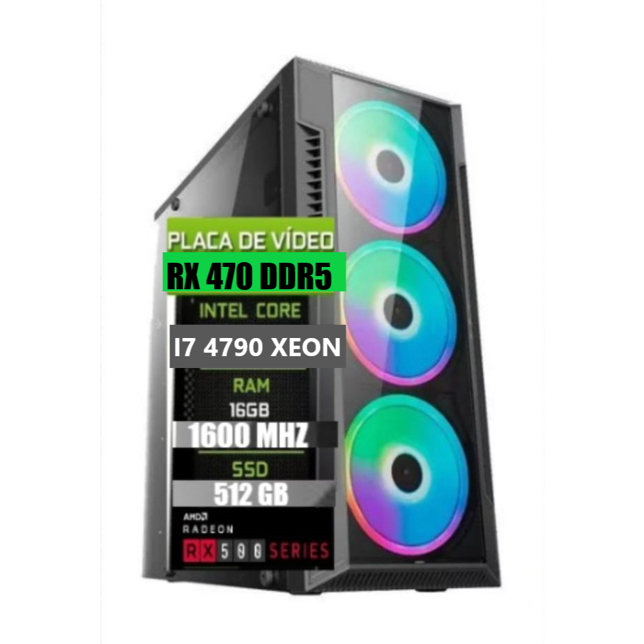 Pc Gamer I7 Xeon 4770 H81+500gb+16gb Ram+Rx 470 4gb Ddr5