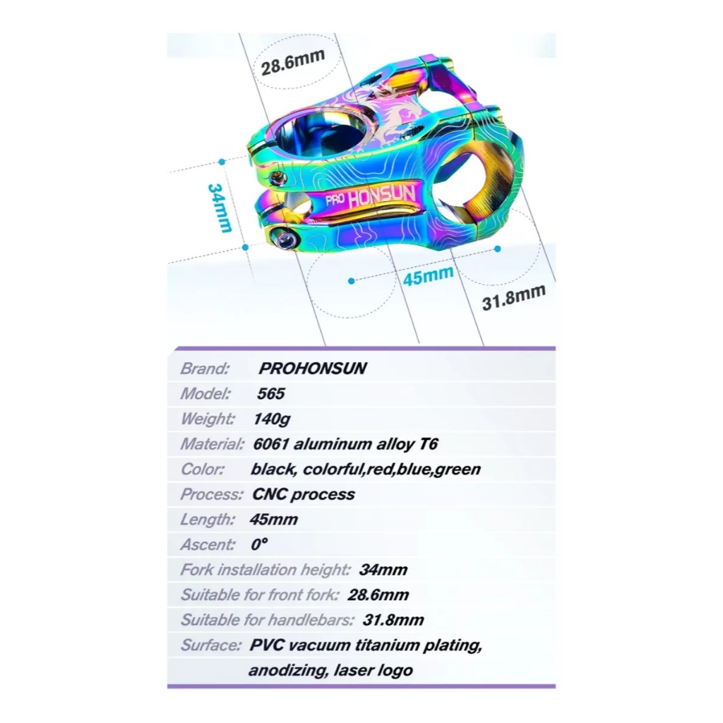 Mesa Bike Prohonsun Cnc 31.8x45mm Tanke 565 Dragon Cores Mesinha