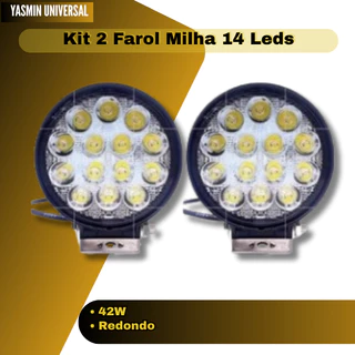 Kit 2 Farol Milha 14 Leds 42w 12v/24v Redondo Off-road 6000k em Oferta na Shopee