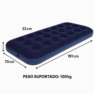 Colchão Inflável Solteiro Acampamento Camping Ar Livre Aveludado Azul Masterchair