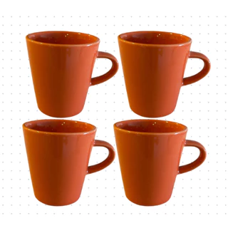 Caneca Xicara Porcelana 120ml Café Chá Canecas Laranja Kit com 4 Peças