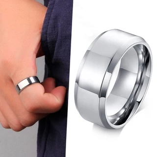 Anel de Aço Inoxidável Prata Chanfrado 6mm Masculino e Feminino