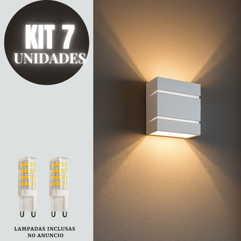 Arandela Slim kit 7un 2 focos 2 frisos externa interna para paredes ...