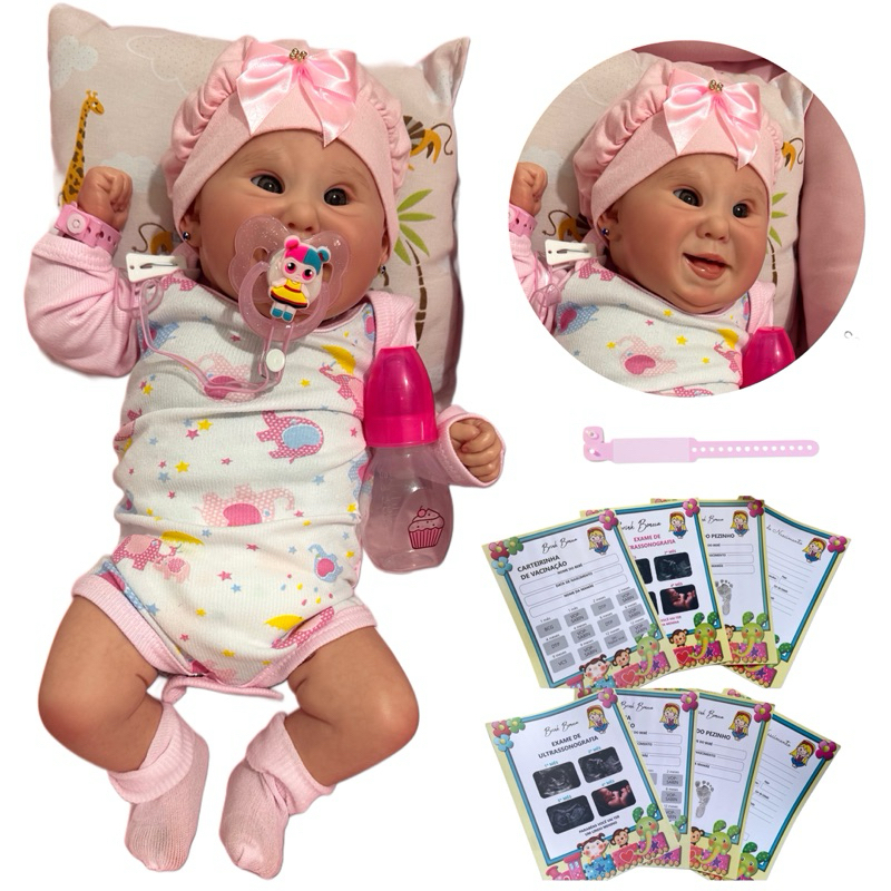 Bebê Reborn Síndrome De Down Realista Menina Shopee Brasil