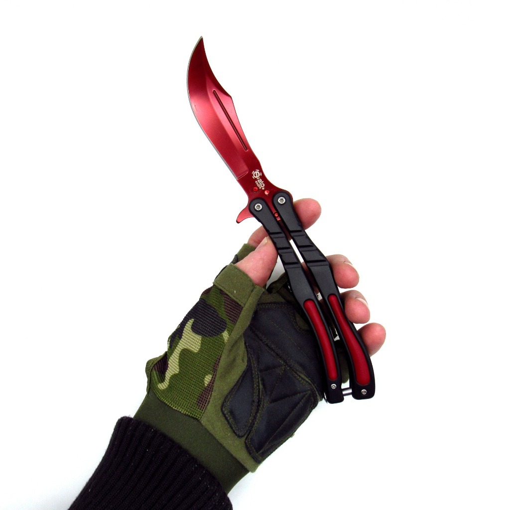 Canivete Butterfly Cs Go Trava Mola Afiado Manobras Aço Profissional Red