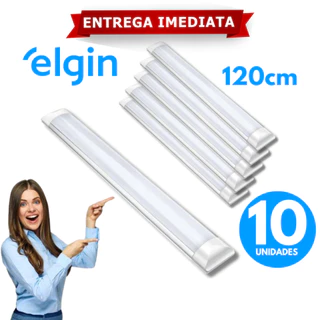 Kit 10 Luminárias 120cm Tubular Led Sobrepor 36w