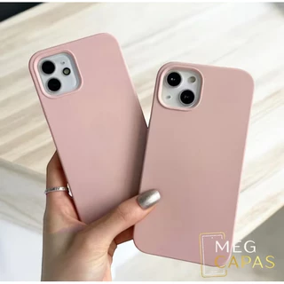 CAPA CASE SILICONE NUDE BEGE CAQUI CAPINHA AVELUDADA POR DENTRO PARA IPHONE XR/11/12/13/14/15/16PROMAX