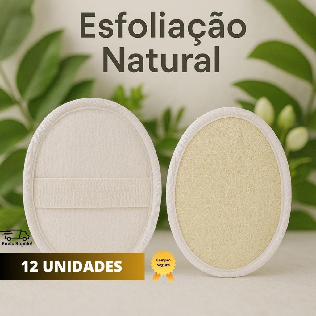 Bucha Vegetal Kit 12 unidades Oval Banho Espuma Esfoliante