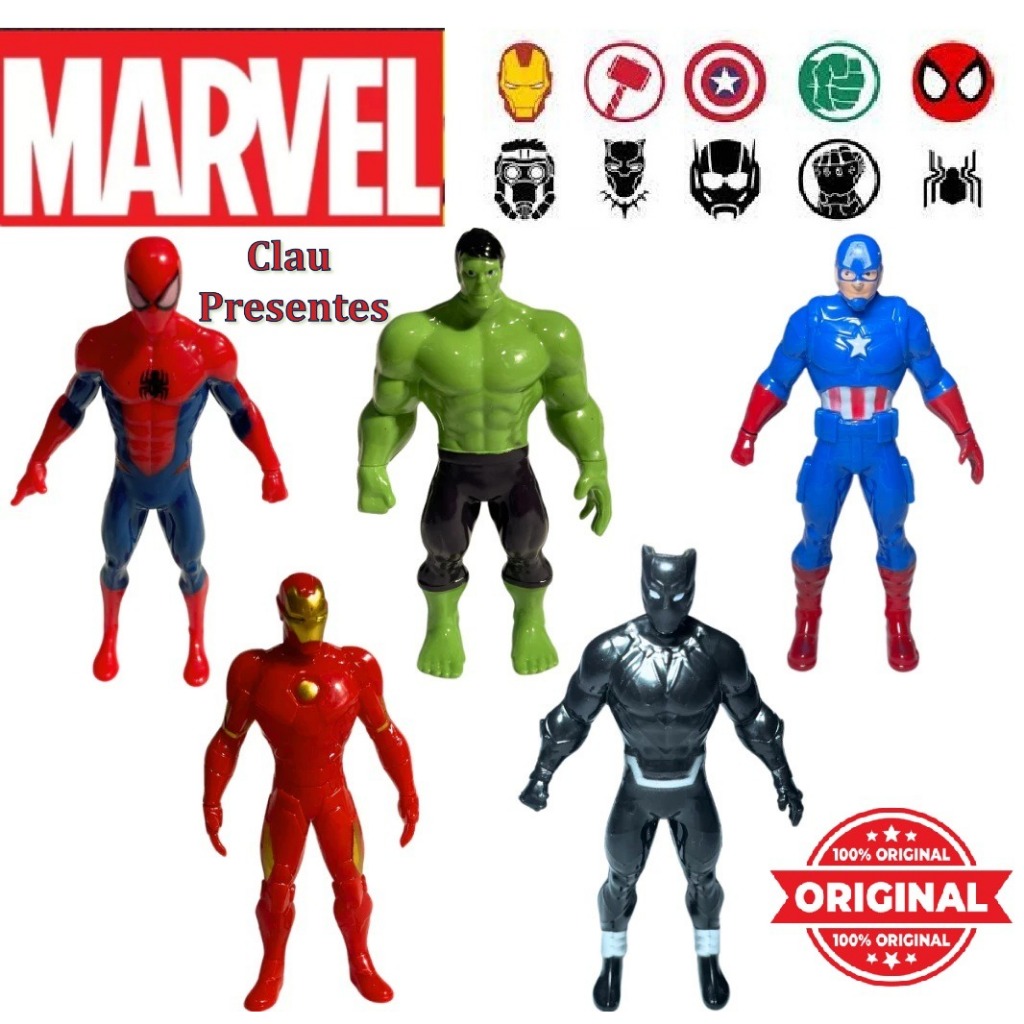 Boneco Marvel Original Super Heróis 9,5cm Coleção Hulk Capitão América ...