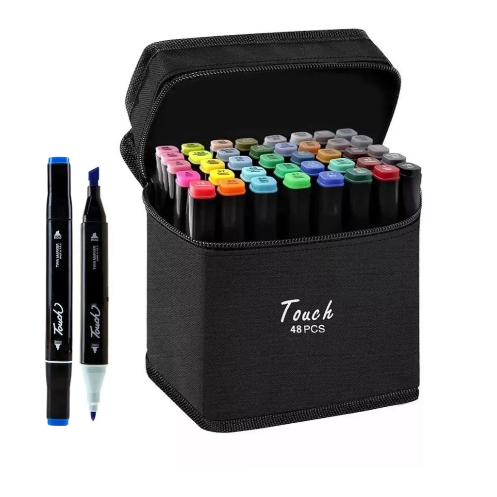 Caneta Marcador Para Colorir Desenho Profissional 48 Cores Ponta Dupla ...