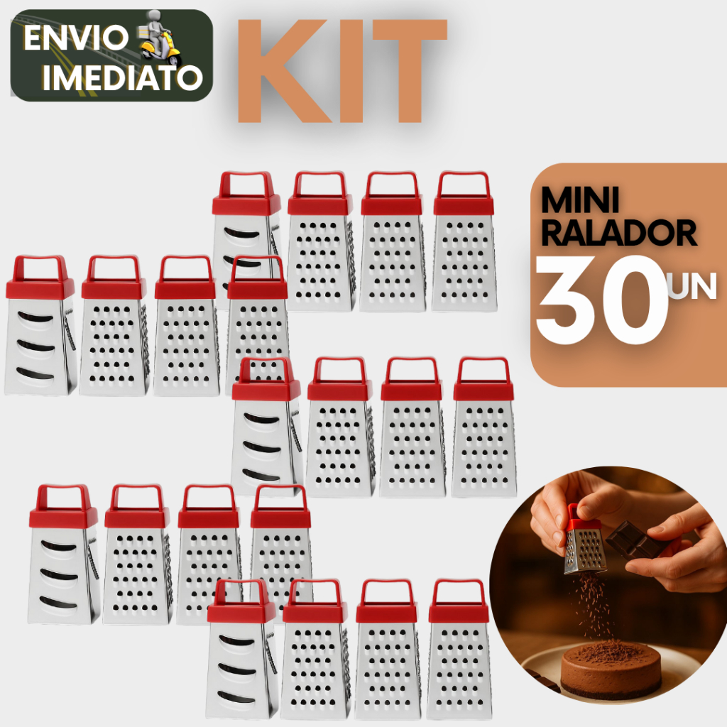 30 peças Mini Ralador 4 Faces 3,1” Praticidade em Aço Inox e Plástico ...
