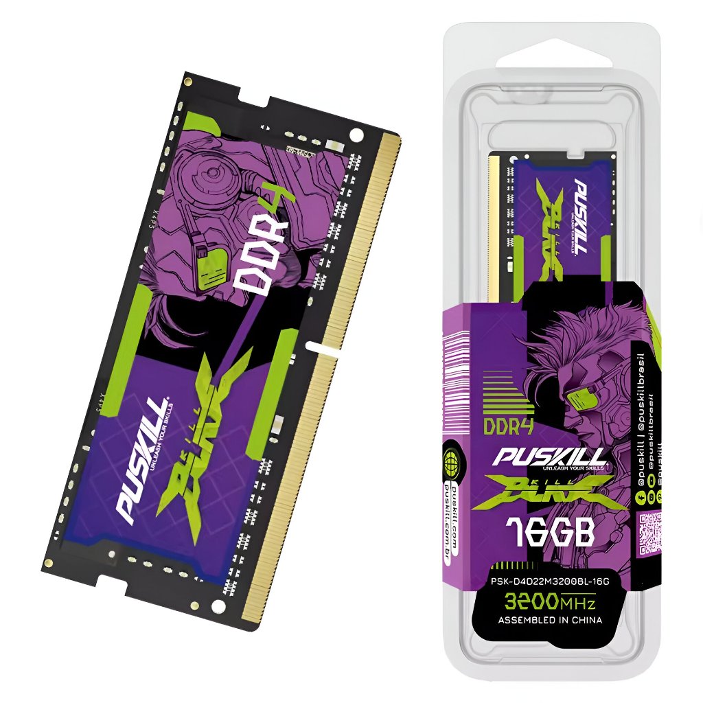 Memória Ram Notebook DDR4 16GB 3200MHz Cl22 Puskill Killblade