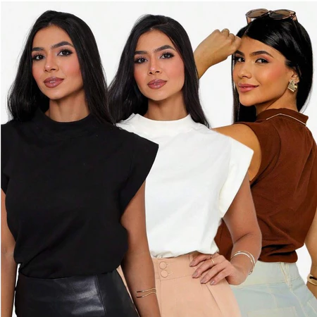 Kit 3 camiseta muscle tee regata ampla de ombreira