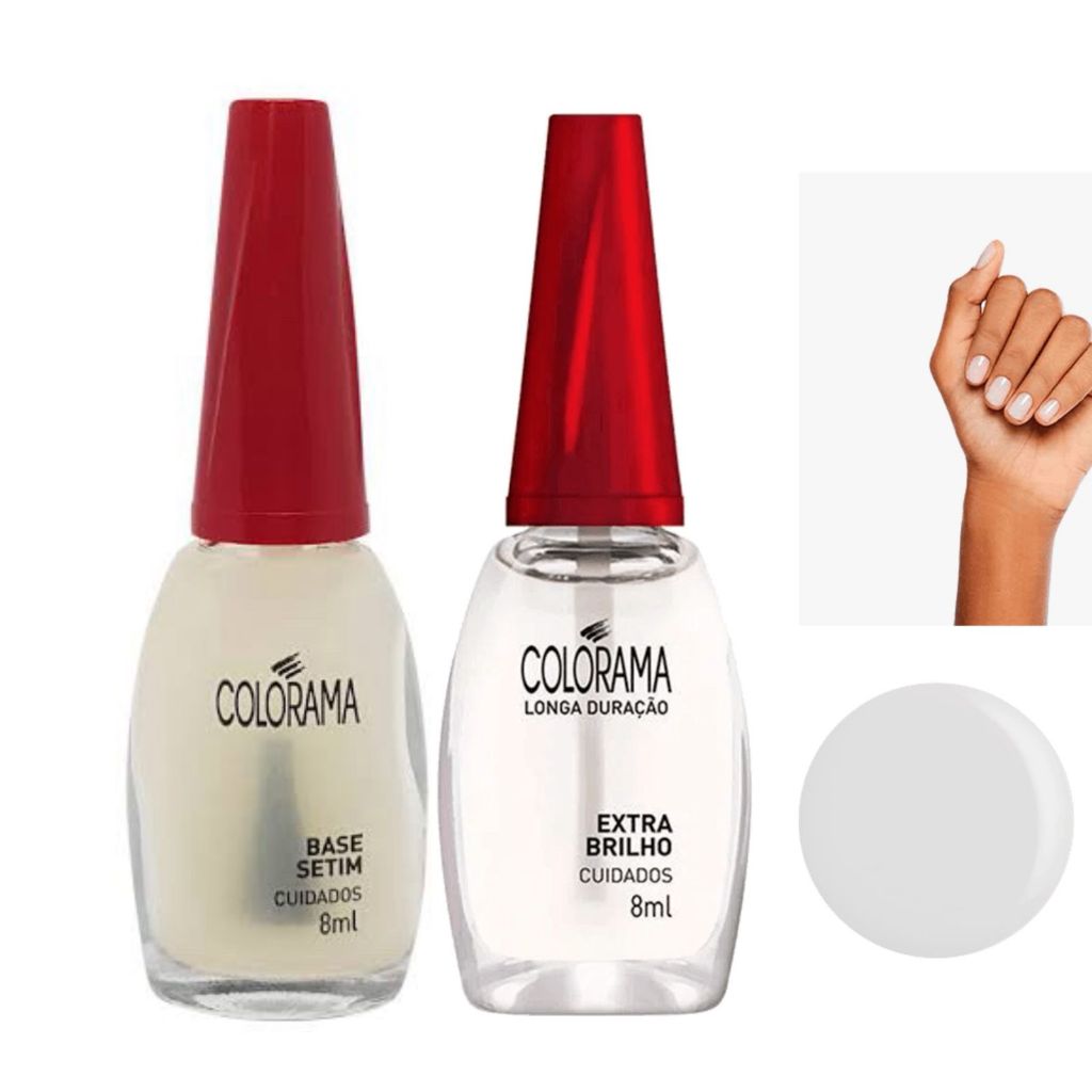 Kit 2 Esmalte Base Colorama Setim e Extra Brilho transparente 2 ...