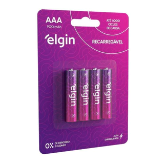 Pilha Recarregável Aaa Palito 900mah Blister C/4 Unid Elgin