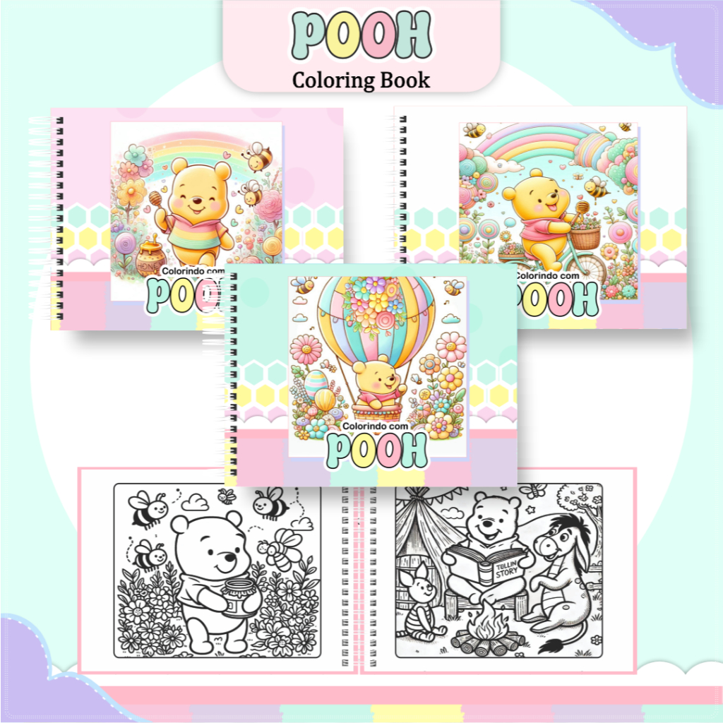 Livro de colorir - URSINHO POOH - Caderno de Desenho Pintura - Coloring ...