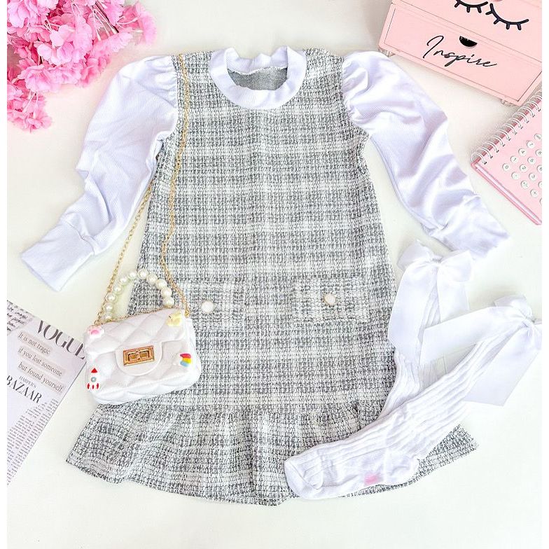 VESTIDO TWID INFANTIL MANGA LONGA MINIMUSA | Shopee Brasil