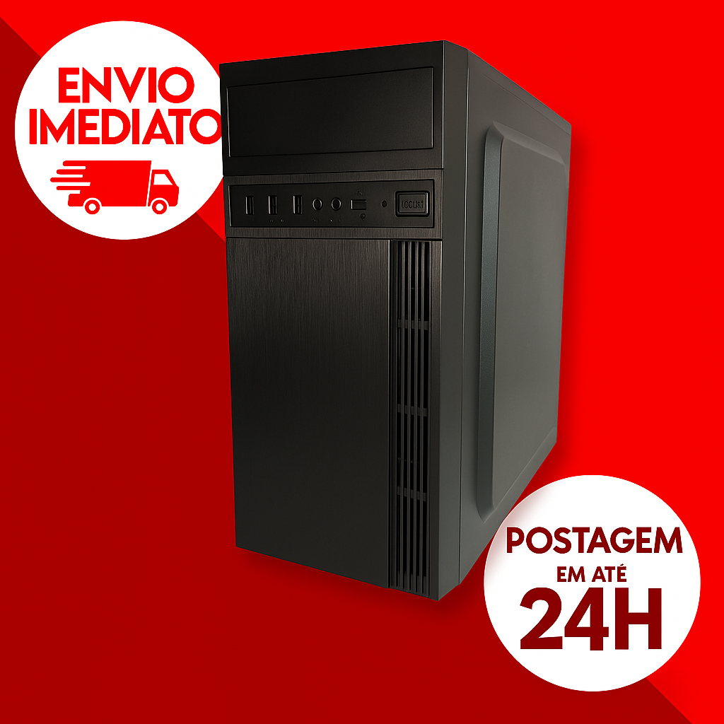 Gabinete Desktop Compacto Preto Escritório Home Office Baia Frontal Metal