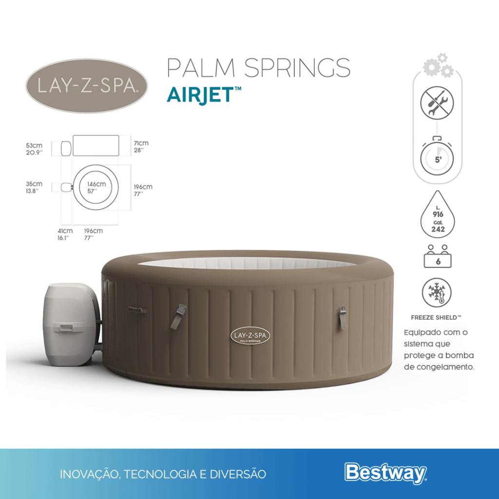 Banheira Ofurô Spa Inflável Palm Springs 916L + Bomba Aquecedora+