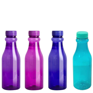 Kit 4 Garrafas Veneza Tampa Lisa 500 ml Colorida