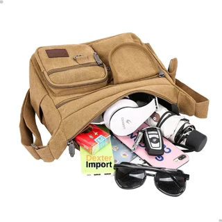 Bolsa Carteiro De Lona De Ombro Transversal Tiracolo Unisex Discreta Espaçosa Estudantes/Trabalho