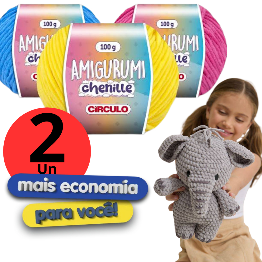 1 ou 2 Unidades Fio Linha Amigurumi CHENILLE - Círculo