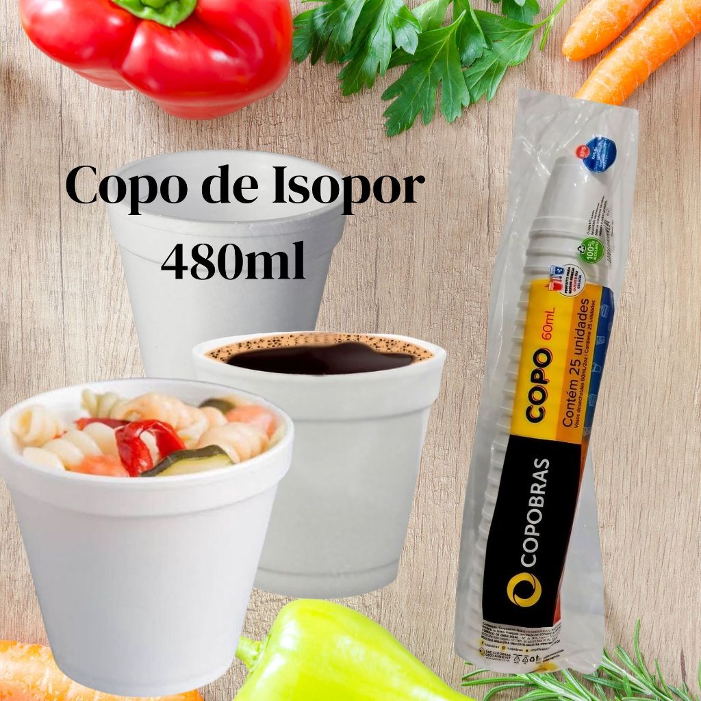 COPO DE ISOPOR 480ML EPS IDEAL PARA CALDOS, BEBIDAS, FRUTAS RECICLÁVEL ...