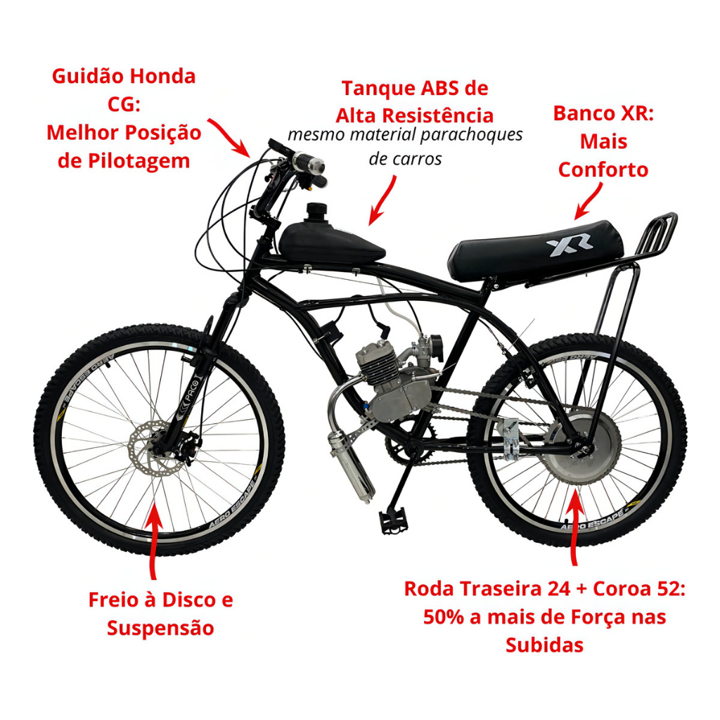 ARO 29 MONTADA E TESTADA Bicicleta Motorizada 80cc Disco Banco Xr ...