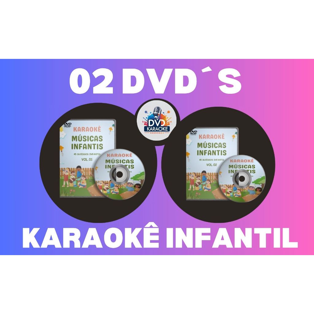 DVD KARAOKE INFANTIL - BOX 02 VOLUMES - 90 MÚSICAS REF A0008