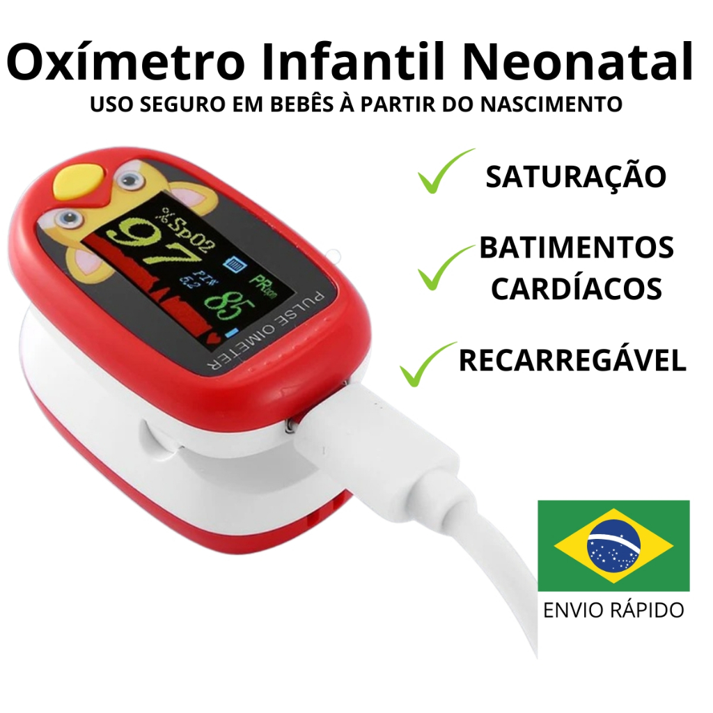 Oxímetro Infantil Neonatal Pediátrico De Dedo Digital Crianças Medidor ...