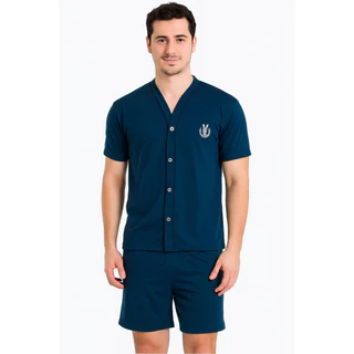 Pijama Meia Manga De Botão Pijama Masculino Aberto Pijama pós  cirúrgico em Oferta na Shopee