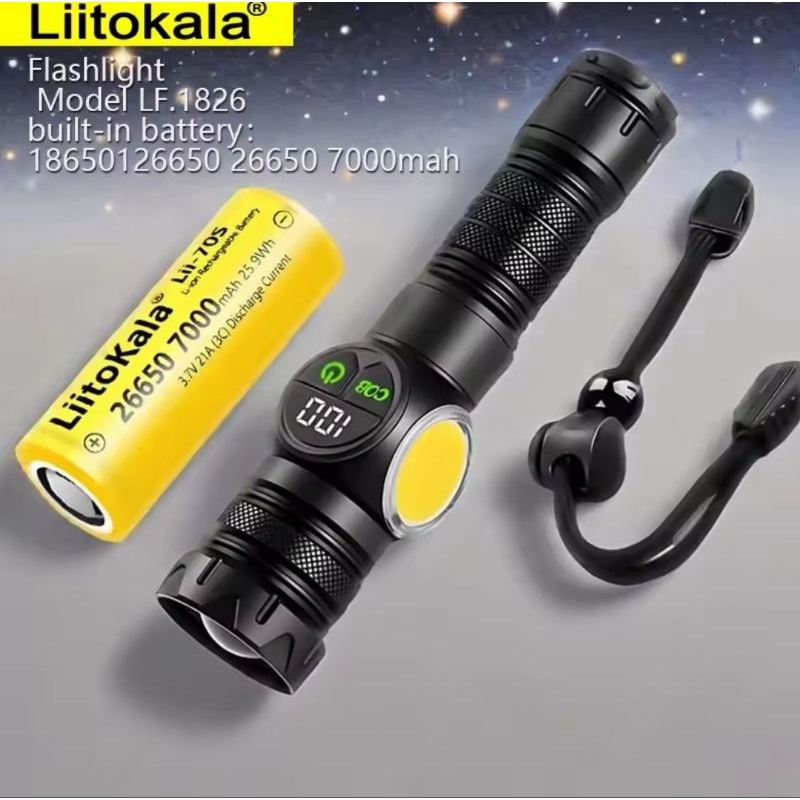 ライチ Lanterna Led Zoom Laser Super Branco LF-1826 + Bateria XiwangFire