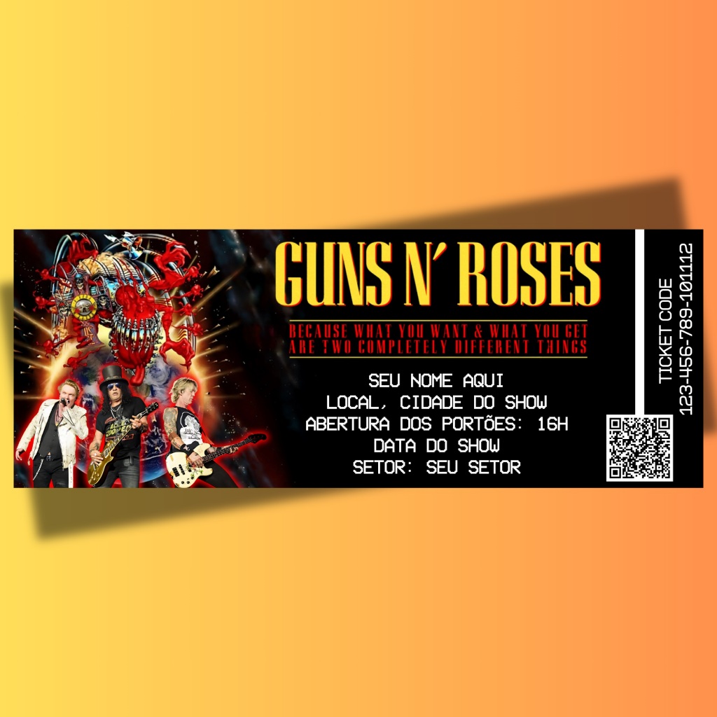 Ingresso Personalizado Guns N' Roses - 2025 | Shopee Brasil