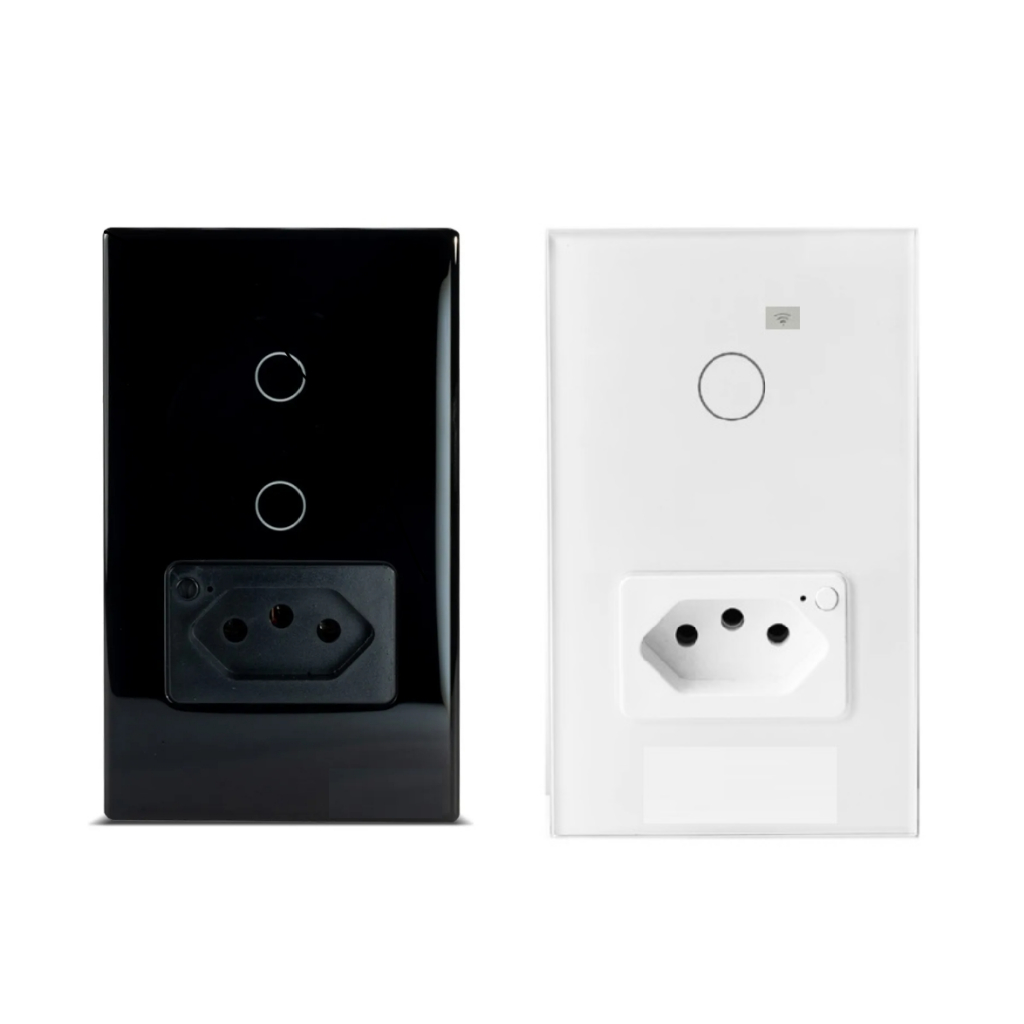 Interruptor Inteligente 1 2 Botão + Tomada Wifi Smart Alexa Google