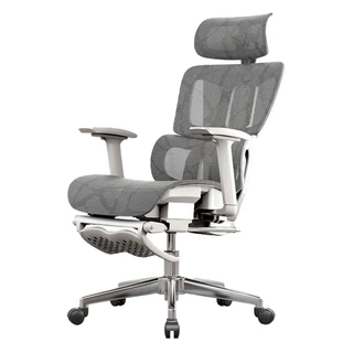 Cadeira Escritório Ergonômica Executiva Premium XLMI Cosy T03 Cor Branco Cinza Material do estofamento Mesh