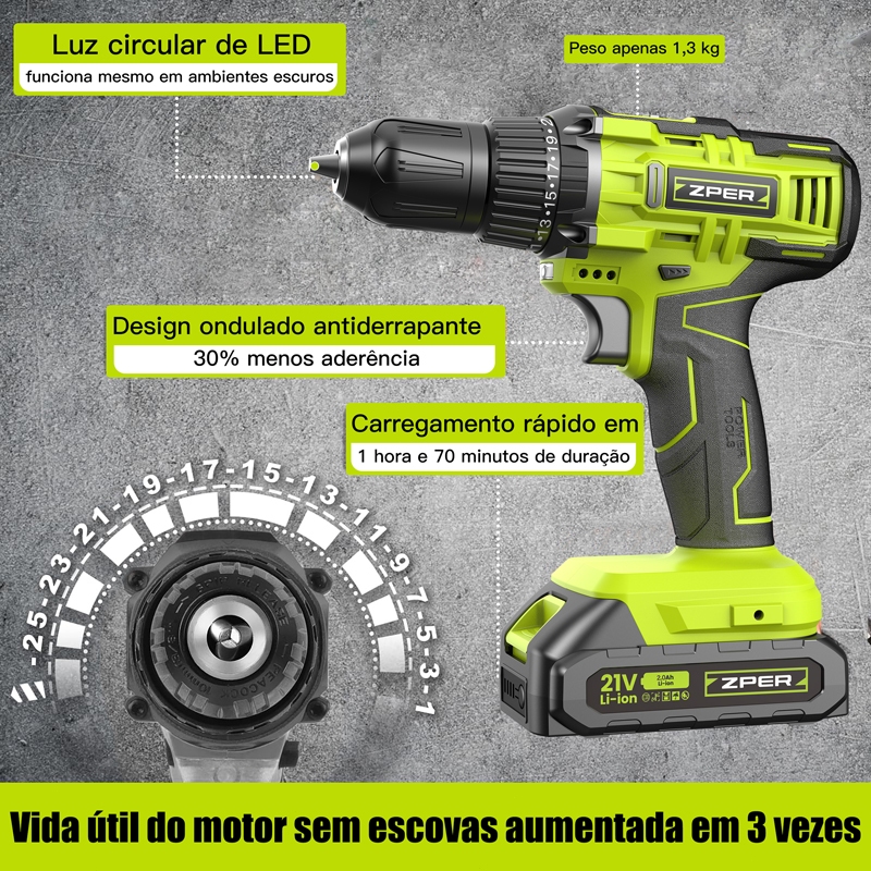 プリテンダー　8体セット ZPER Furadeira Parafusadeira A Bateria 21V Com Duas Bateria Maleta