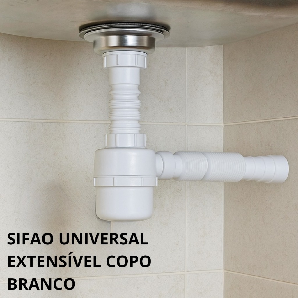 Sifão Universal Extensível Multiuso Corrugado Copo Branco | Shopee