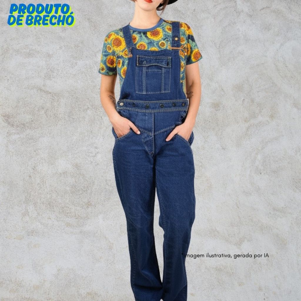 macacão jardineira jeans jean packer vintage anos 80 Shopee Brasil