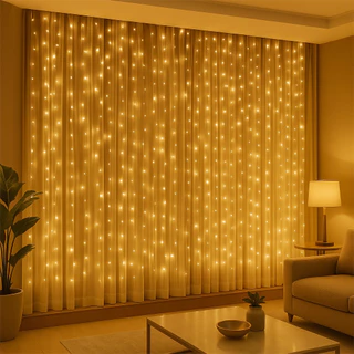 Cortina 300 Leds Branco Quente Fixo 3x2 Aprova D'água 110V