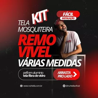 Kit Tela Mosquiteira Removível Perfil em Alumínio Branco (diversas medidas)
