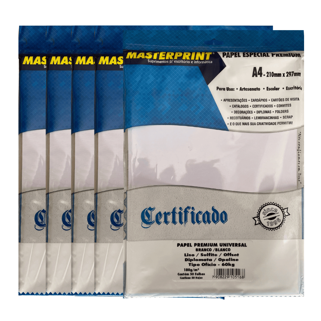 Papel Premium A4 Liso 180g Branco Para Certificados Masterprint ...