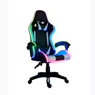 Cadeira Gamer Giratória Reclinável Estofado RGB Branca Com Leds Ergonômica Envio Imediato