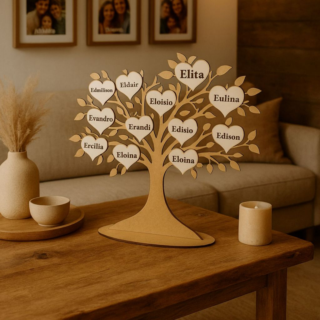 Árvore Genealógica MDF com 15 Nomes Gravados – Presente Personalizado ...