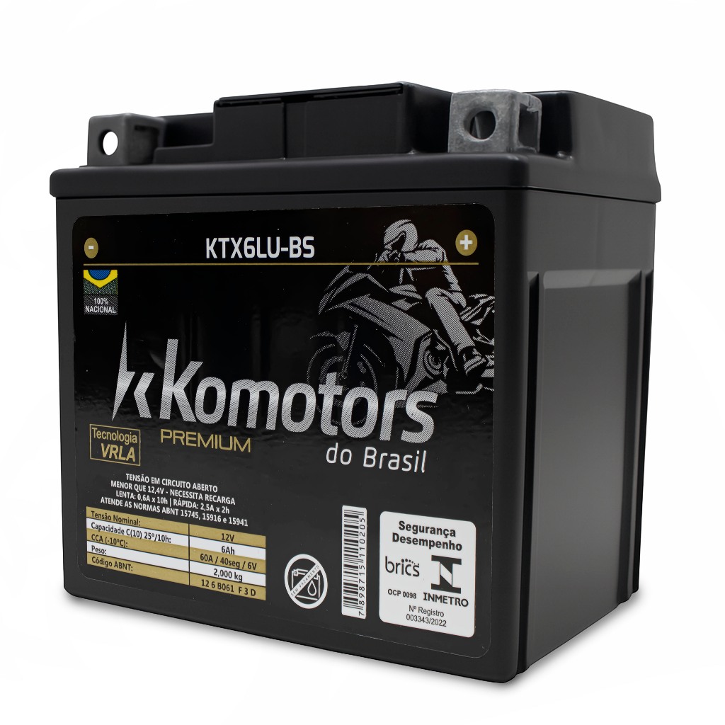 Bateria KTX6LU 12V 6Ah Biz Bros Pop Titan Fan XRE CBR YBR 12V 6Ah