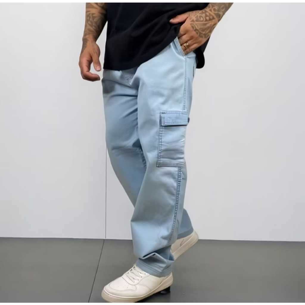 Calça Cargo Jeans Masculina Baggy Balão Jeans Masculino | Shopee Brasil
