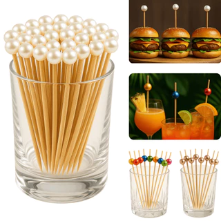 Kit 60/100/200 Palitos Petiscos Bambu Branco Perolado Dourado Sanduiche