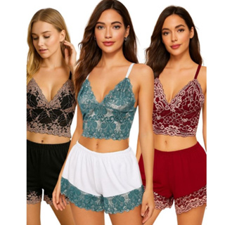 3 Baby Doll  de Renda Feminino Adulto Short  Toper de Renda Pijama Feminino em Renda Roupa de Dormir em Oferta na Shopee