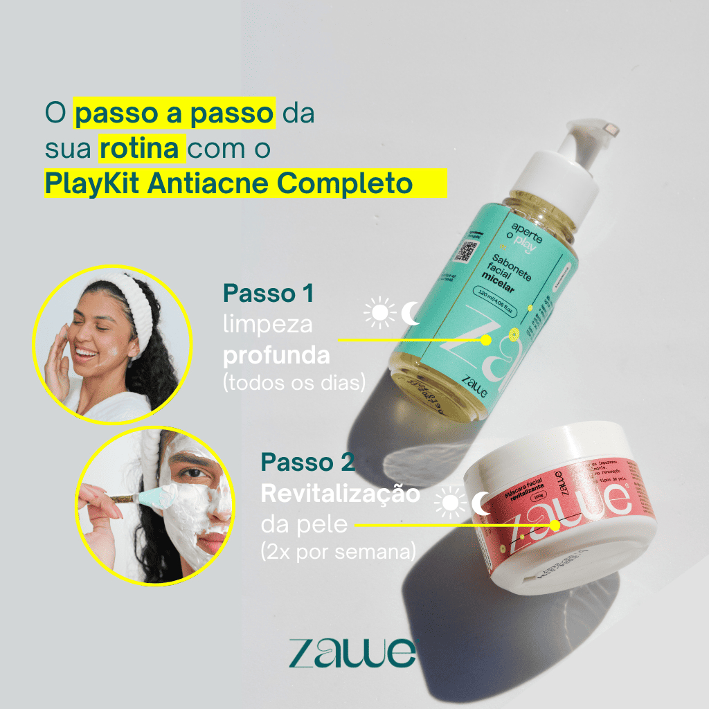 Kit Antiacne Completo Skincare Pele Mista e Oleosa Espinhas com